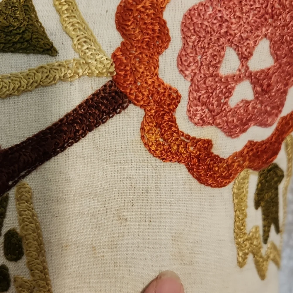 Cost Plus World Market Bird Floral Linen Cotton Pillow